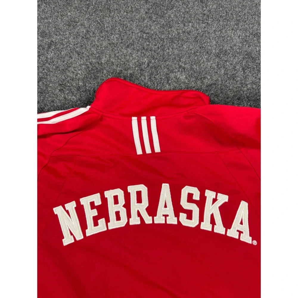 Adidas Nebraska Cornhuskers Full Zip Track Jacket Red 3 Stripe NCAA